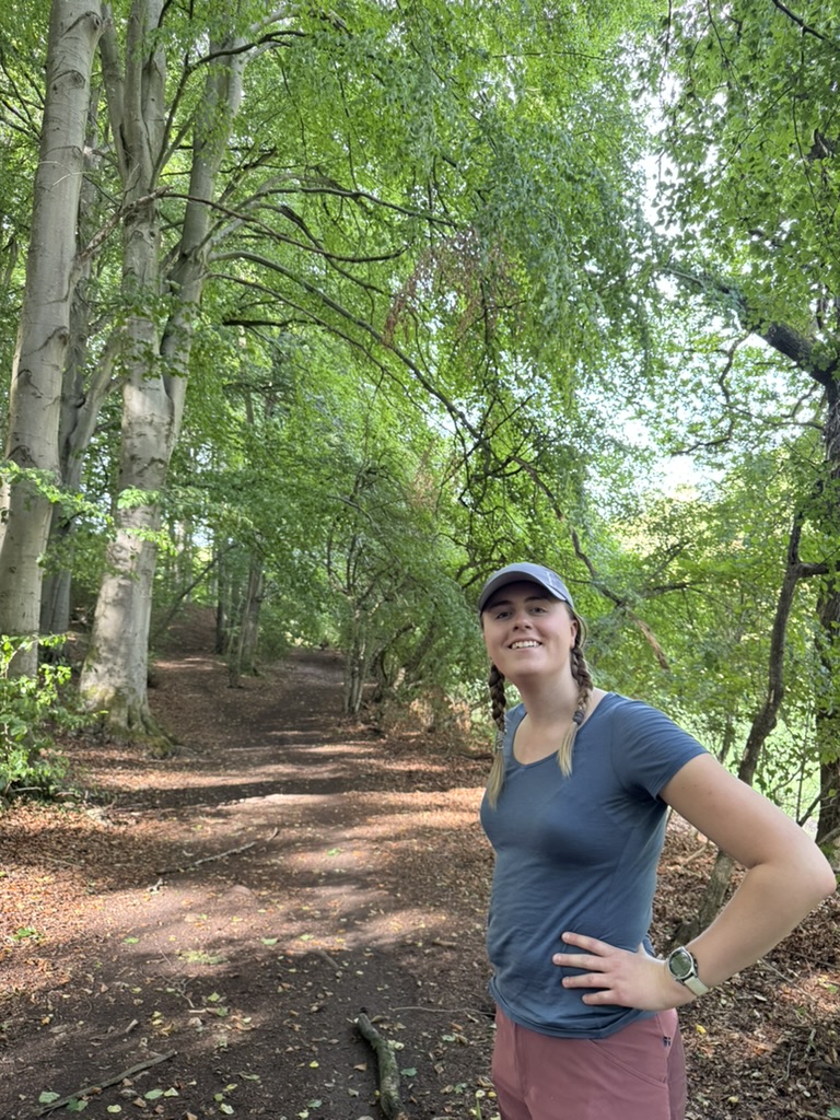 On foot in the woods!